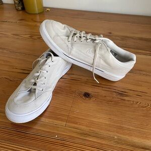 Cream Low-Top Canvas Sneakers with Rubber Sole